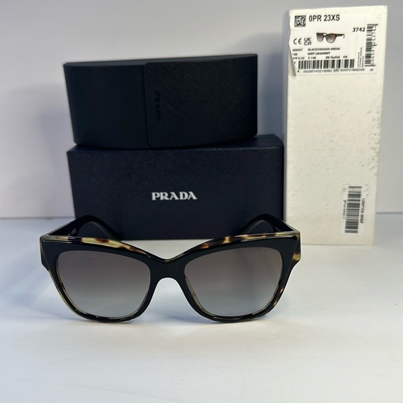 PRADA Acetate Cat Eye Sunglasses SPR 23X-F Black - Picture 3 of 14